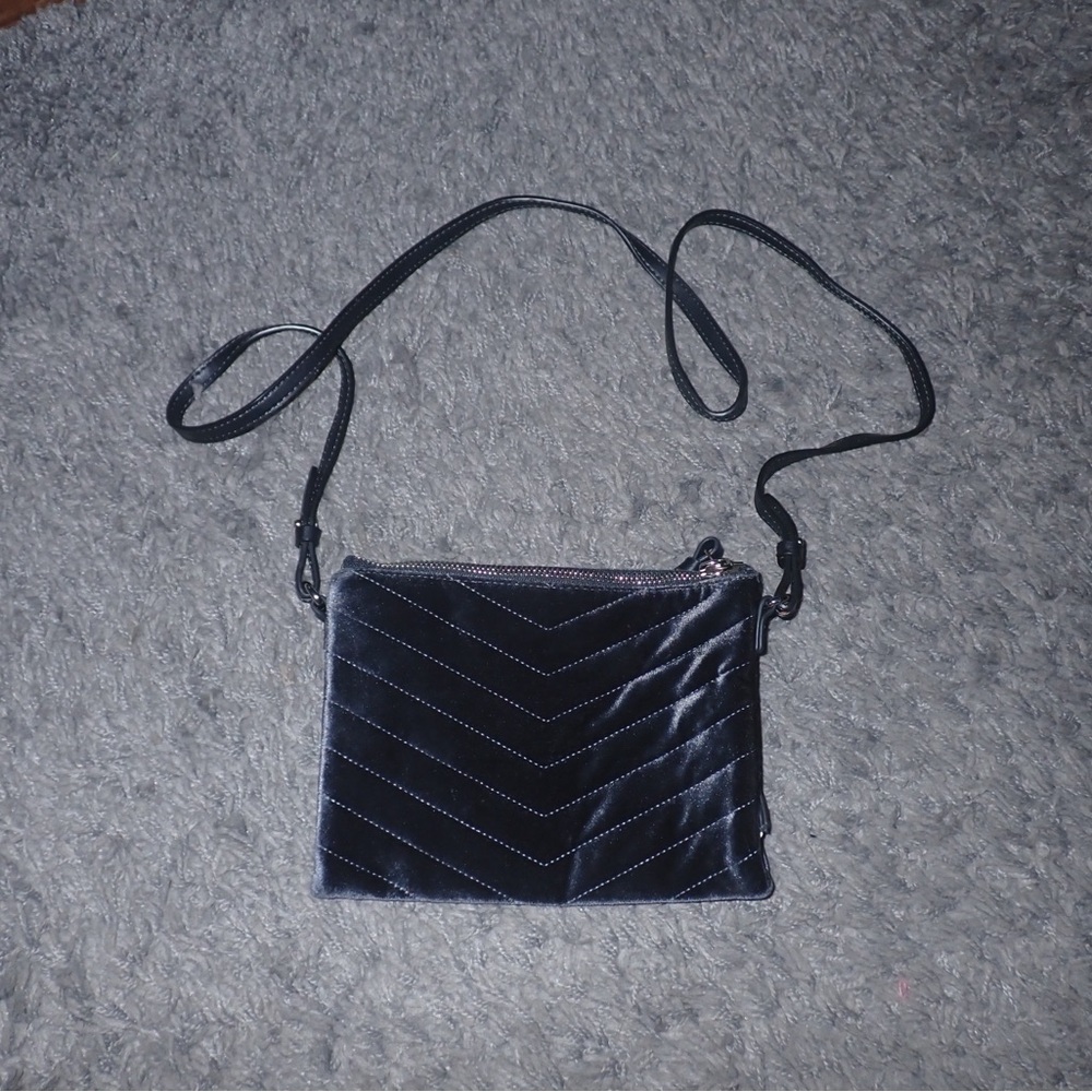 Chic Dark Blue Velvet Crossbody Bag